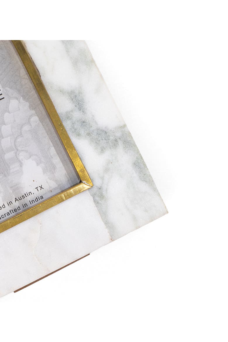 Sammita Arch White Picture Frame - Carved Marble Brass Inlay, Alternate, color, Carved Marble - 4x6