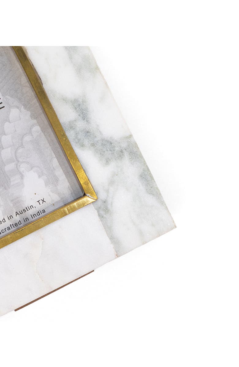 Matr Boomie Sammita Arch White Picture Frame - Carved Marble Brass Inlay, Alternate, color, Carved Marble - 4X6