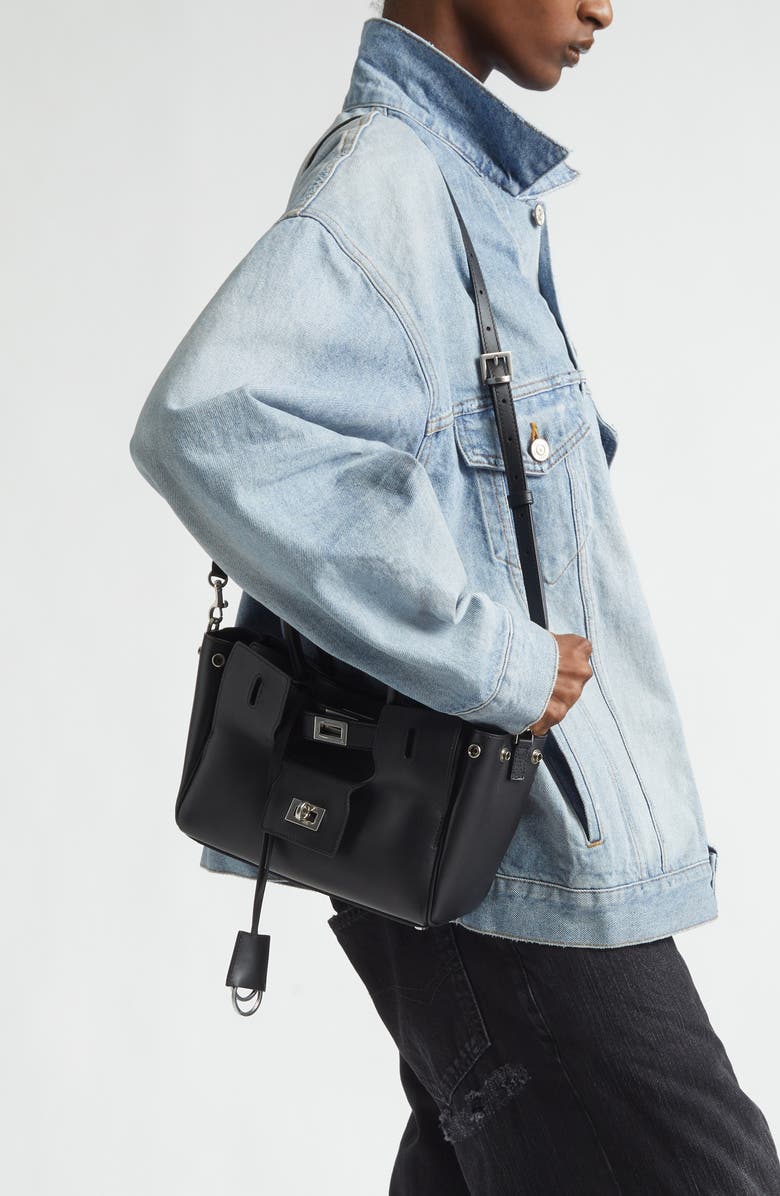 Balenciaga Small Bel Air Leather Carry All Bag, Alternate, color, 1000 Black