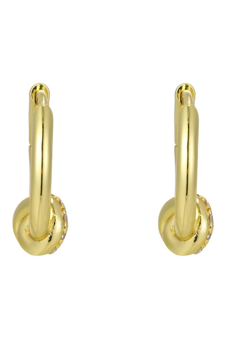 14K Gold Plated Cubic Zirconia Knot Huggie Hoop Earrings, Alternate, color, GOLD