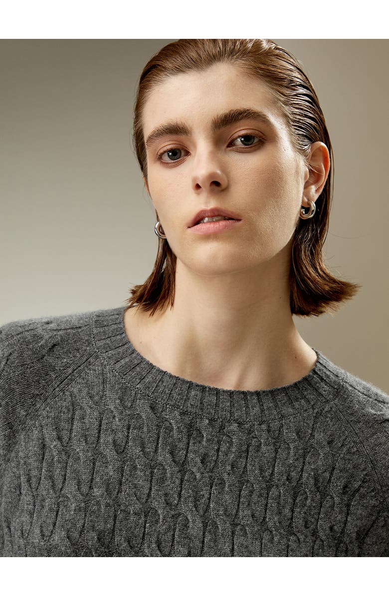 Lilysilk Baby Cashmere Cable-knit Sweater, Alternate, color, Medium Gray