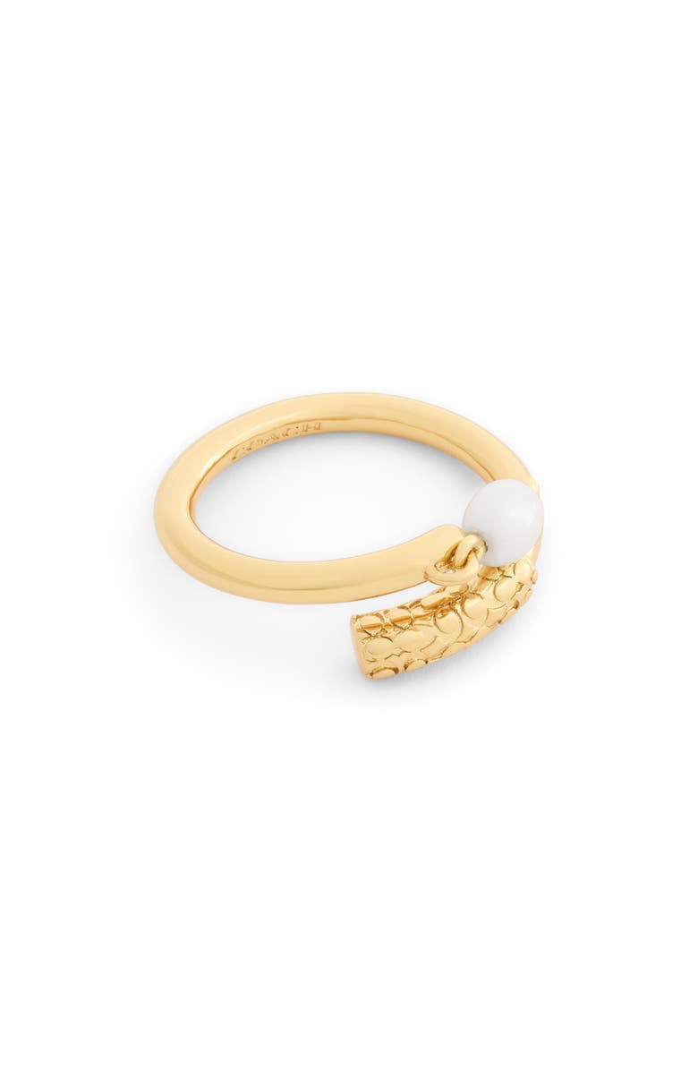 COACH Faux Pearl Twist Band Ring, Main, color,