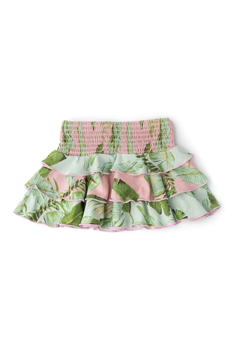 Kids' Cabana Palms Shimmer Smocked UPF 50+ Cover-Up Skirt, Main, color, PINK MULTI