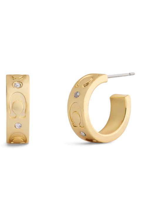 Repeated C Small Huggie Hoop Earrings