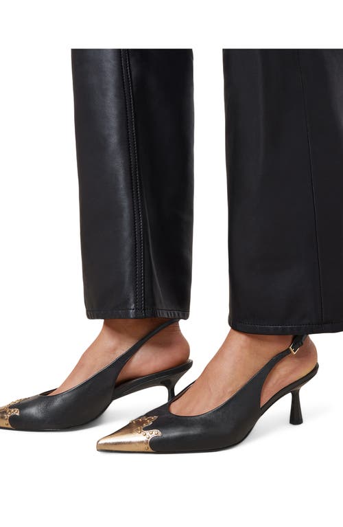 Allsaints Denver Pointed Toe Slingback Pump In Black/gold