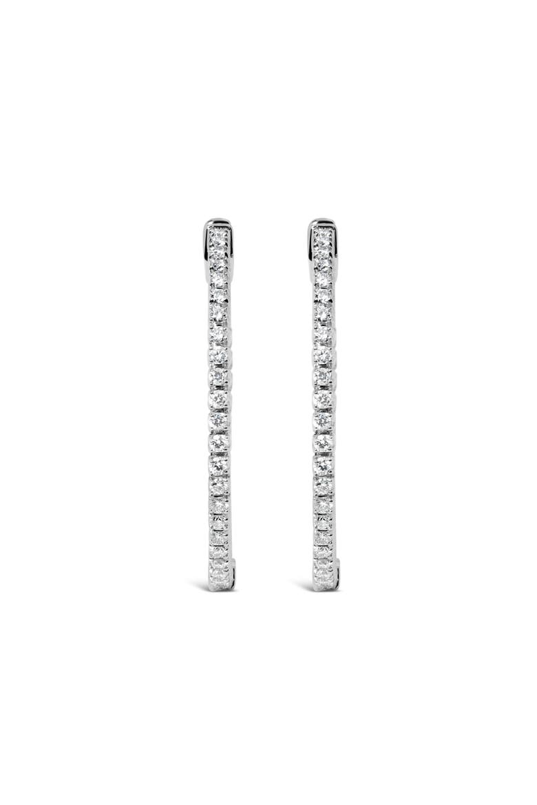 14K White Gold 1 1/2 Cttw Lab Grown Diamond Inside Out Hoop Earrings, Alternate, color, White