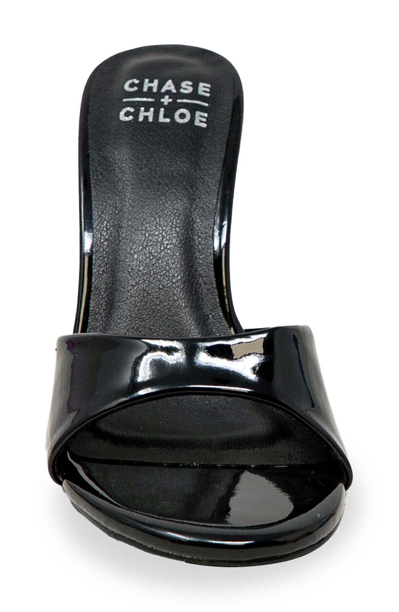 CHASE AND CHLOE Slide Stiletto Sandal, Alternate, color, Black Patent