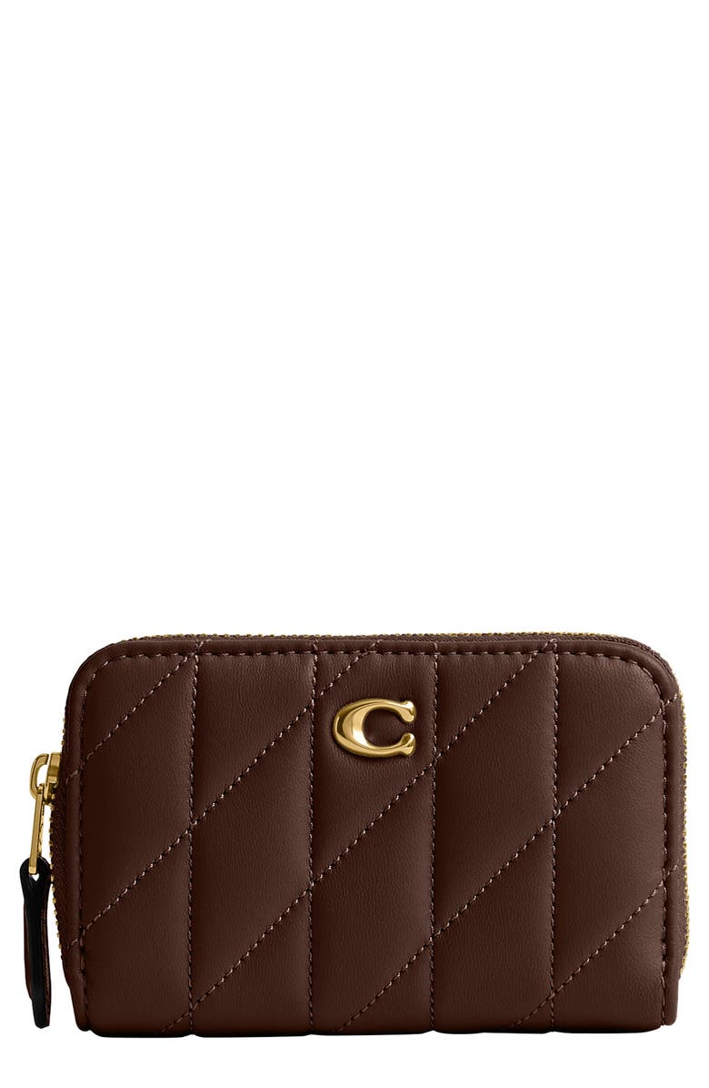 COACH Essential Pillow Quilted Leather Card Case, Main, color, Maple