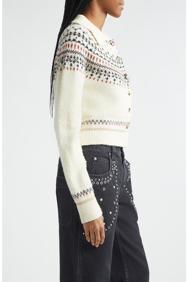 Zoe Fair Isle Wool Blend Cardigan, Alternate, color, ECRU