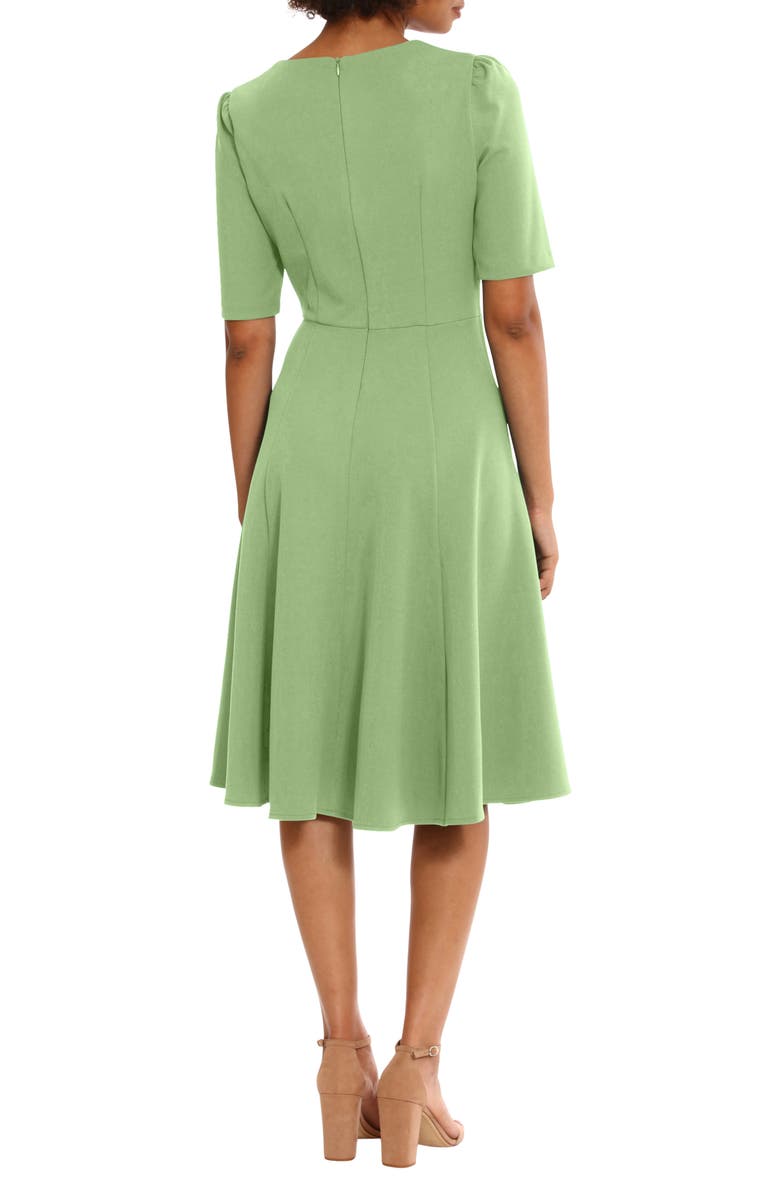 Donna Morgan V-Neck Fit & Flare Dress, Alternate, color, Watercress