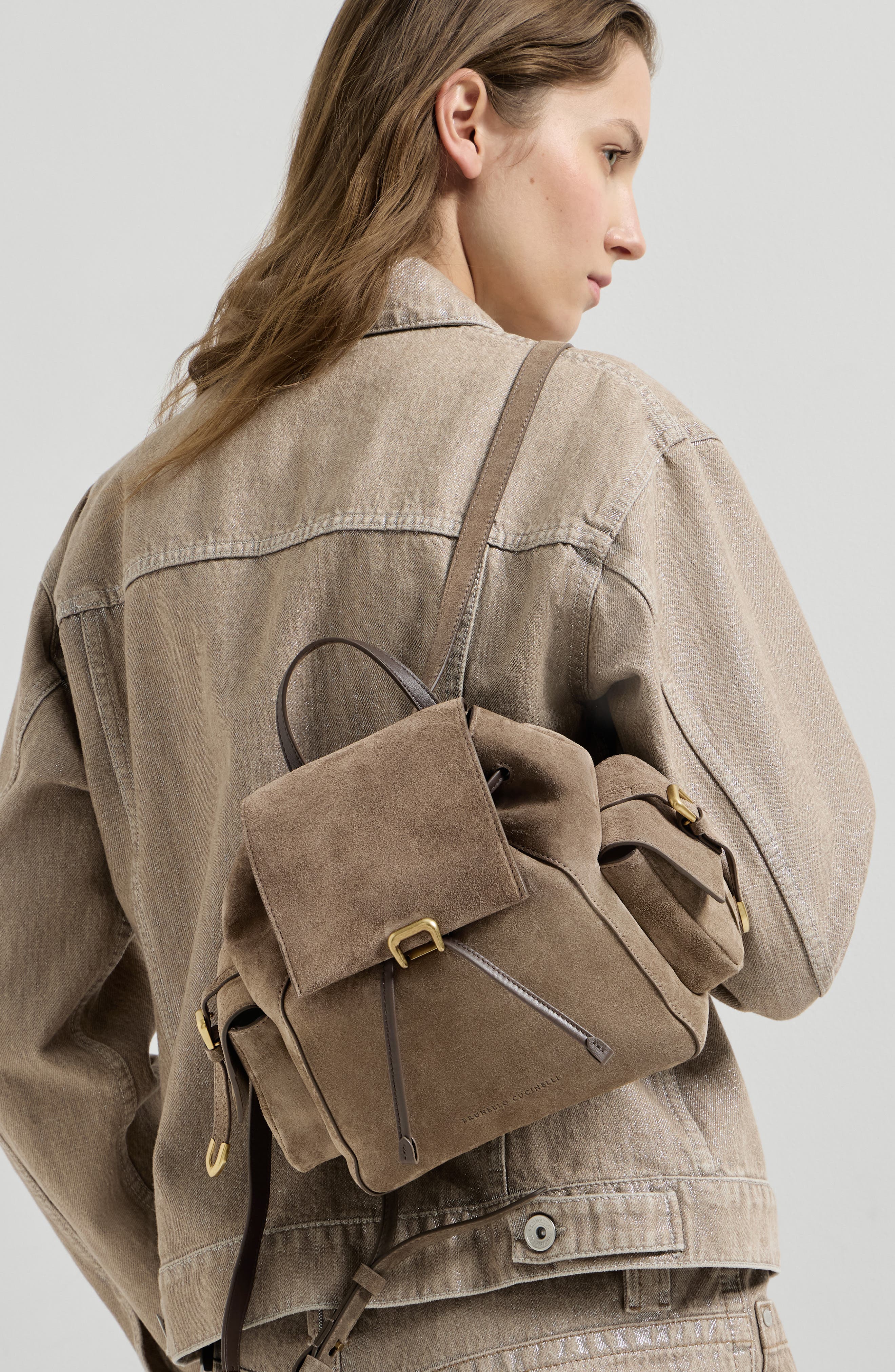 Suede sartorial backpack, Alternate, color, Bark