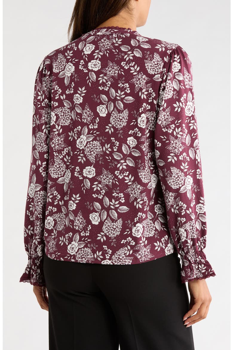 Pintucked Long Sleeve Top, Alternate, color, WINDSOR WINE