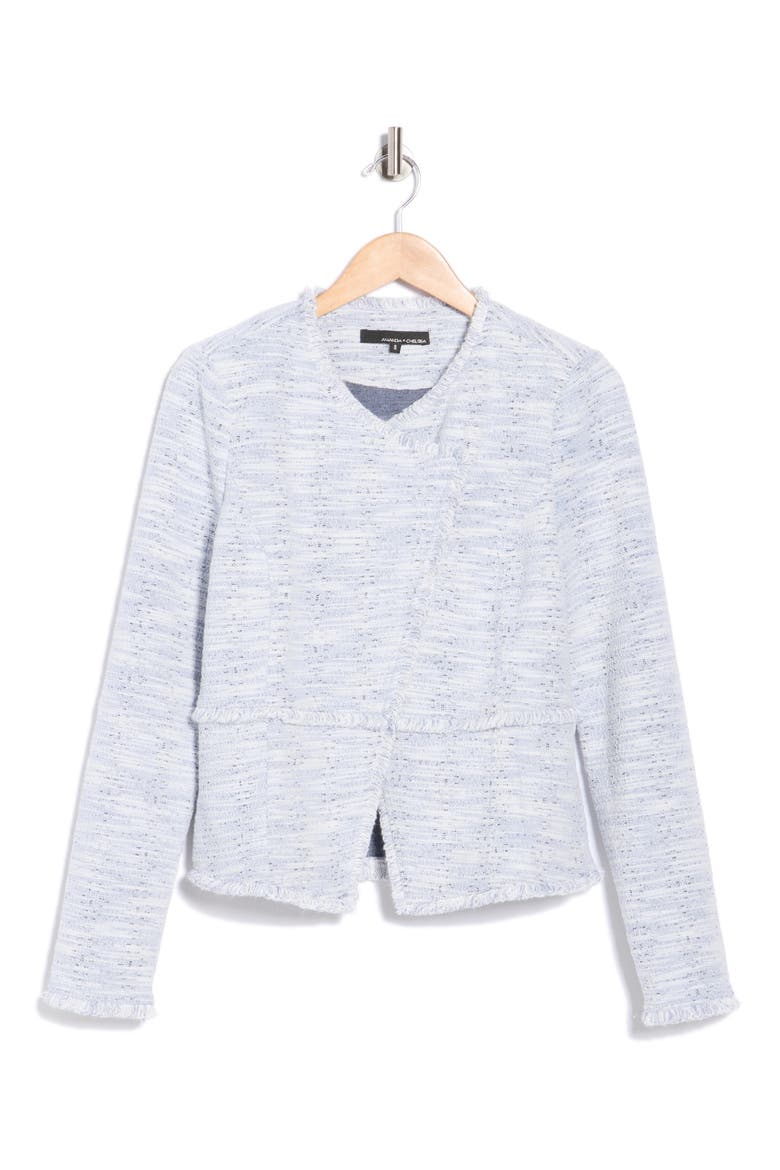 Fringe Tweed Moto Jacket, Alternate, color, BLUE MULTI