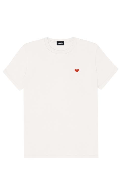 Womens Pixel Heart Jersey Relaxed Tee