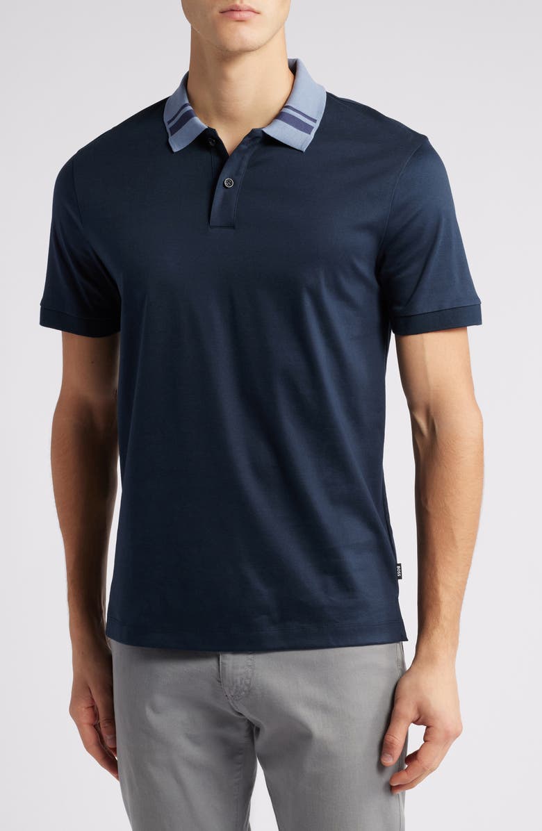 BOSS Phillipson Slim Fit Polo, Main, color, Dark Blue