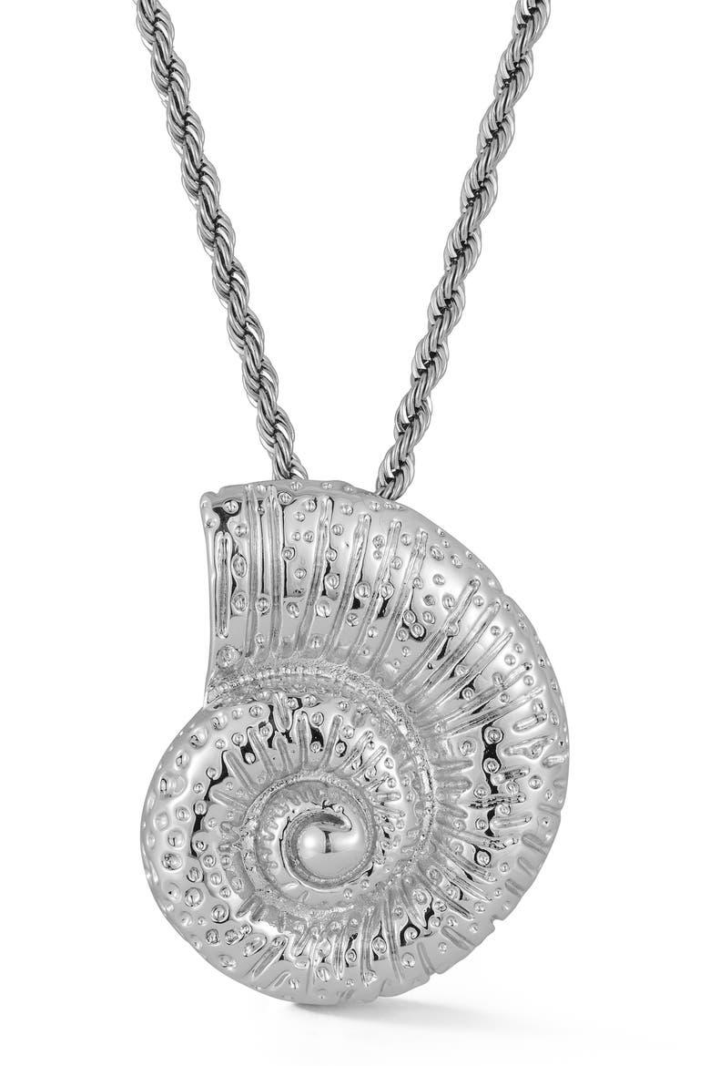 Shell Pendant Necklace, Main, color, SILVER