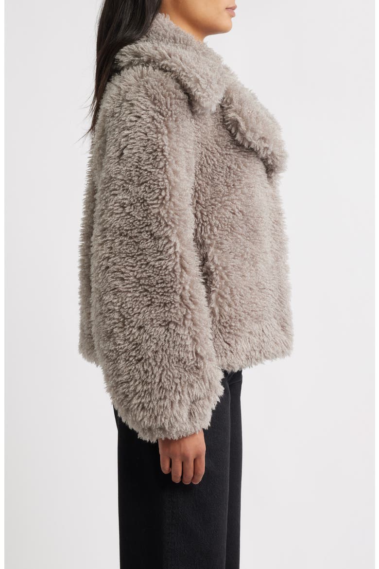 Short Faux Fur Jacket, Alternate, color, ANTICO GREY