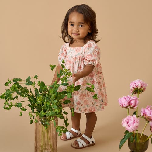 Modern Moments™ By Gerber Puffed Sleeve Dress And Diaper Cover Set In Light Rose Watercolor Floral