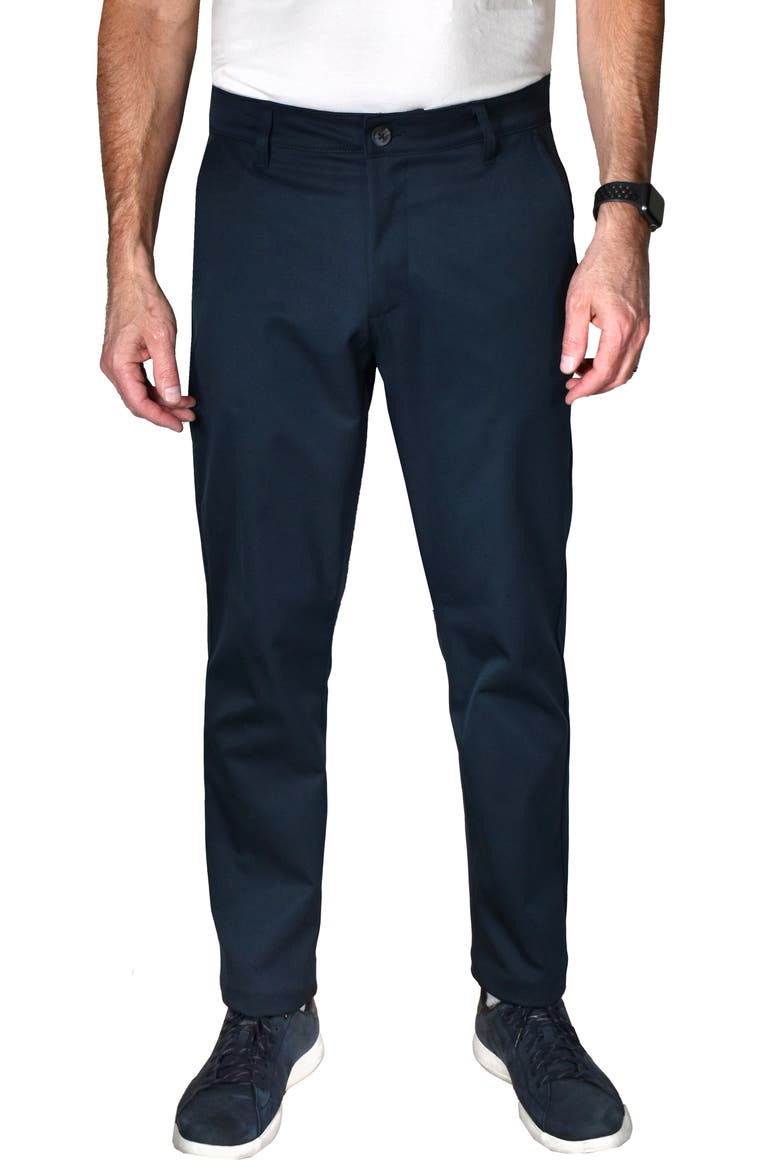 Performance Flat Front Pants, Main, color, NAVY