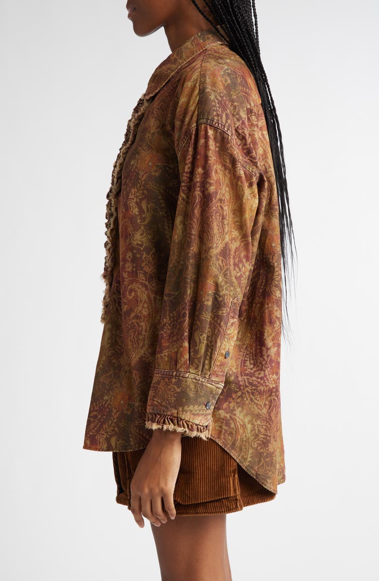 R13 Drop Neck Paisley Corduroy Button-Up Tuxedo Shirt, Alternate, color,