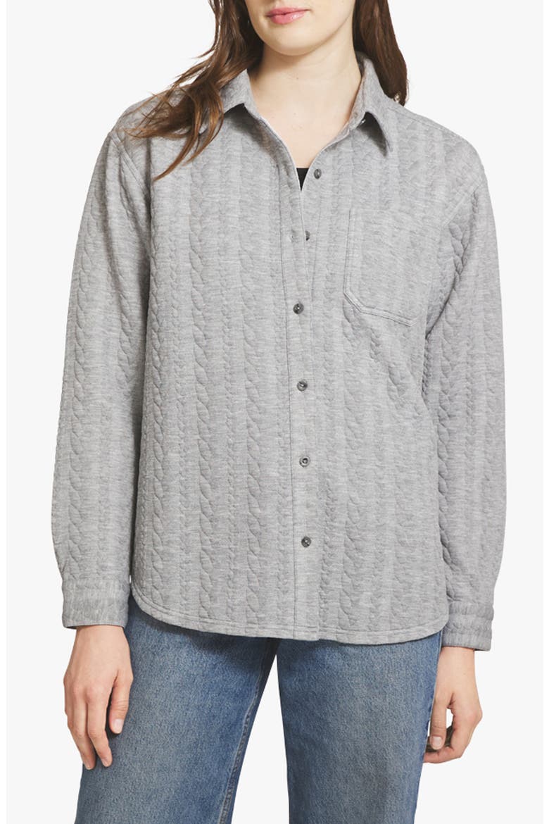 Cable Knit Shacket, Main, color, GRAY HEATHER