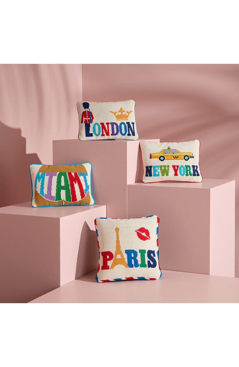 Jonathan Adler Jet Set Needlepoint New York Pillow, Alternate, color, Yellow Taxi