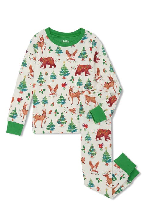 Kids' Holiday Animals Fitted Two-Piece Pajamas (Toddler & Little Kid)