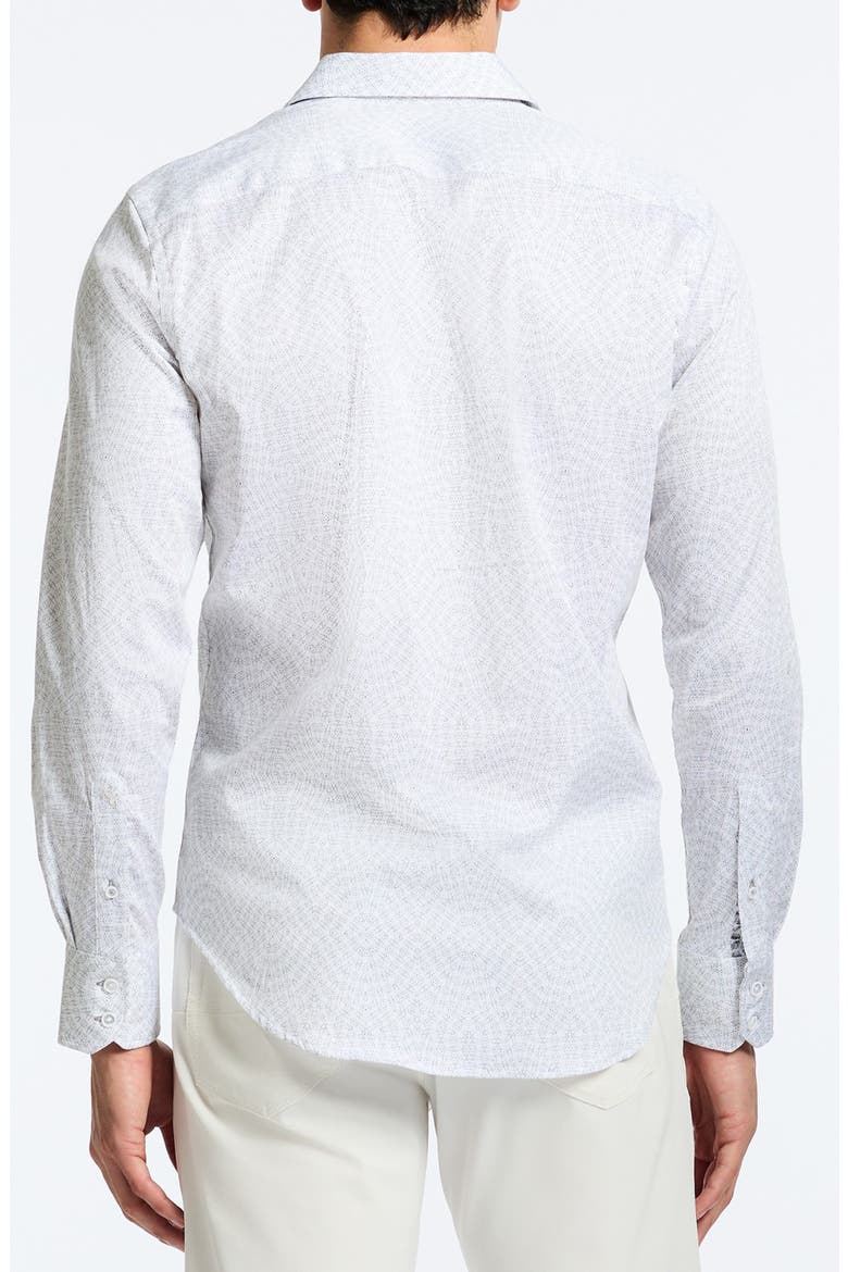 Figueroa Geo Print Stretch Cotton Button-Up Shirt, Alternate, color, WHITE