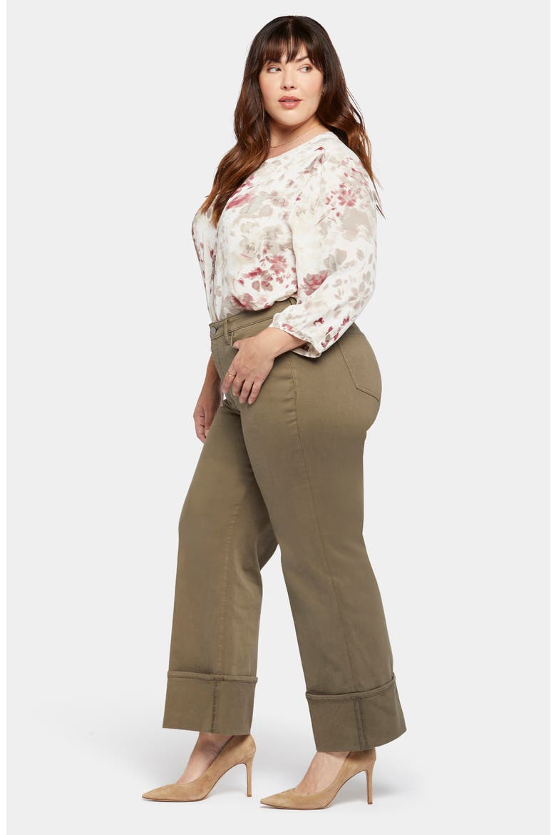 Teresa Deep Cuff Wide Leg Jeans, Alternate, color, RIPE OLIVE