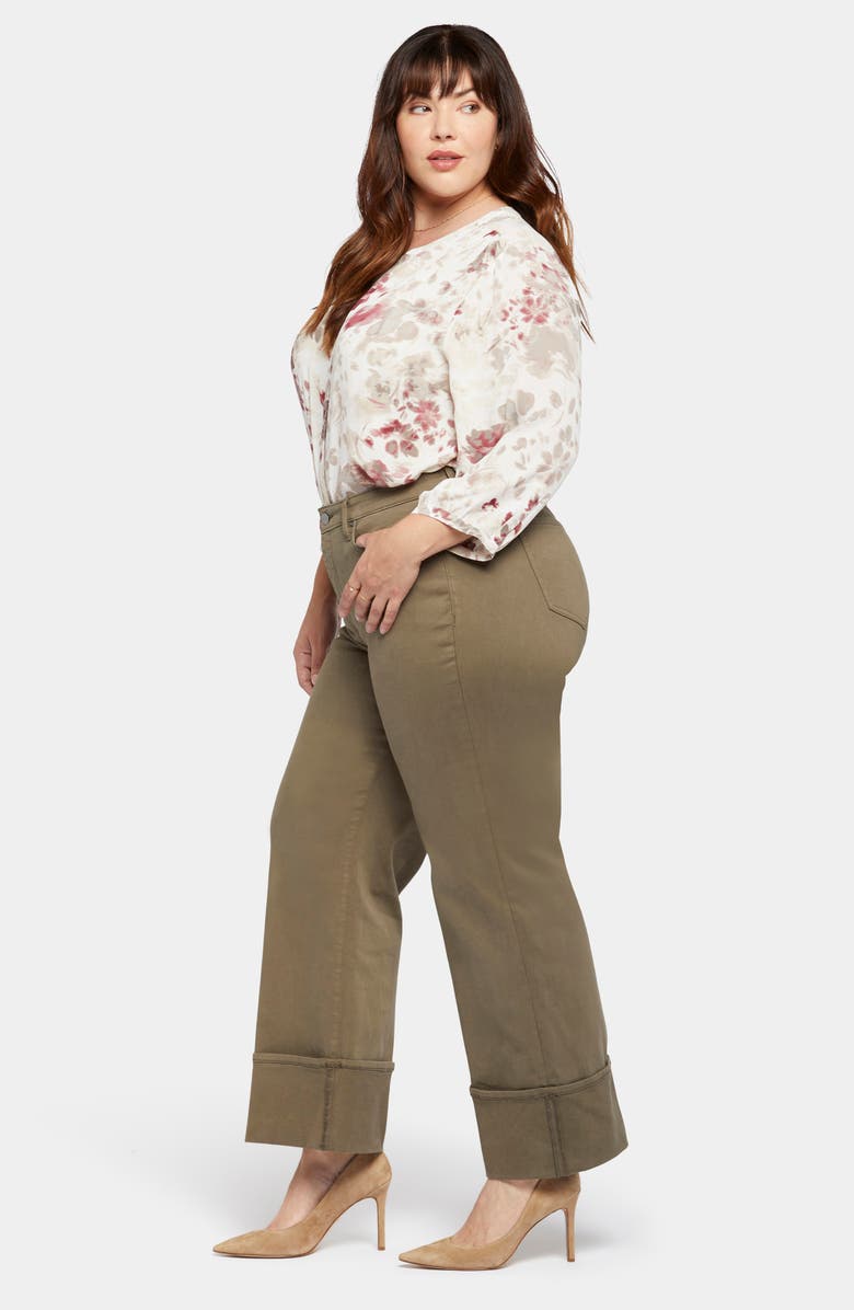 NYDJ Teresa Deep Cuff Wide Leg Jeans, Alternate, color, Ripe Olive
