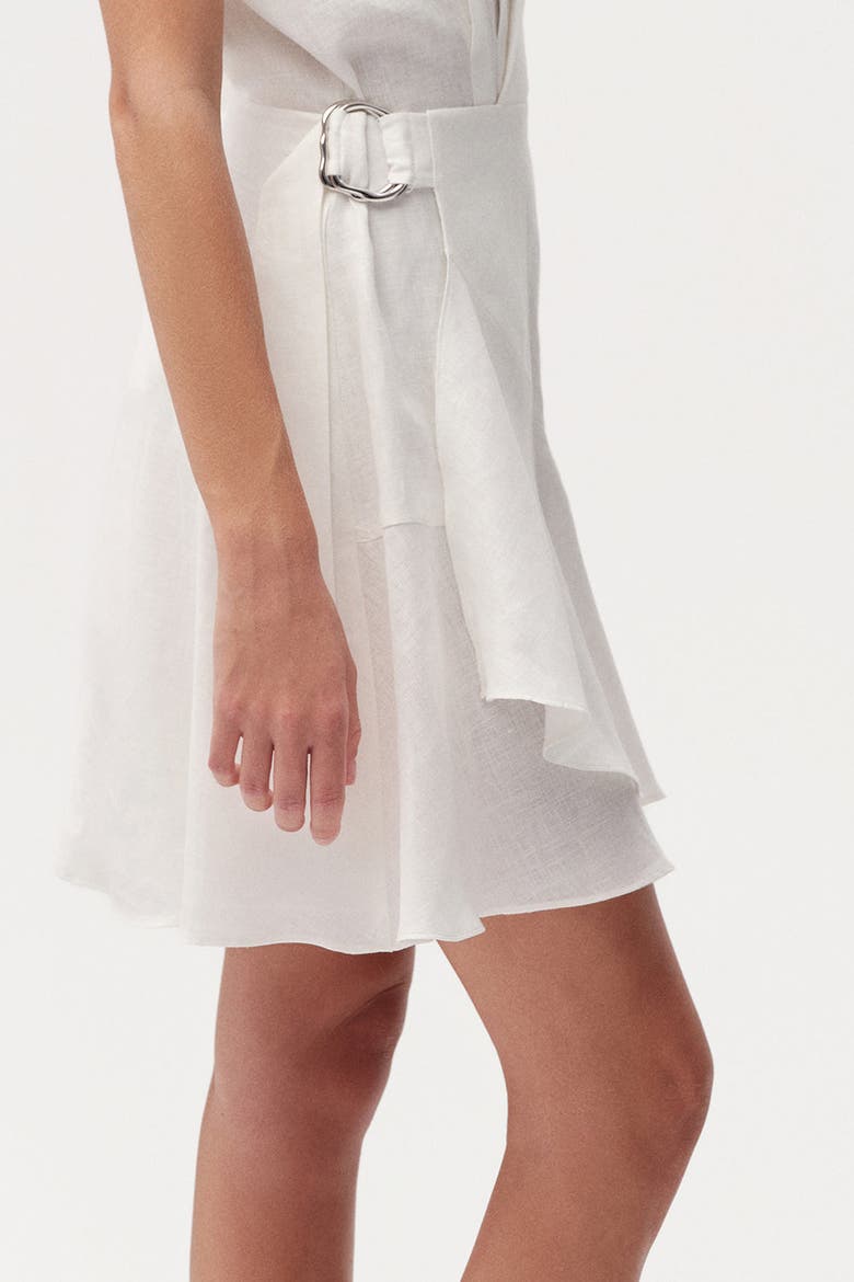 Callanne V Neck Cap Sleeve Linen Mini Dress, Alternate, color, Ecru