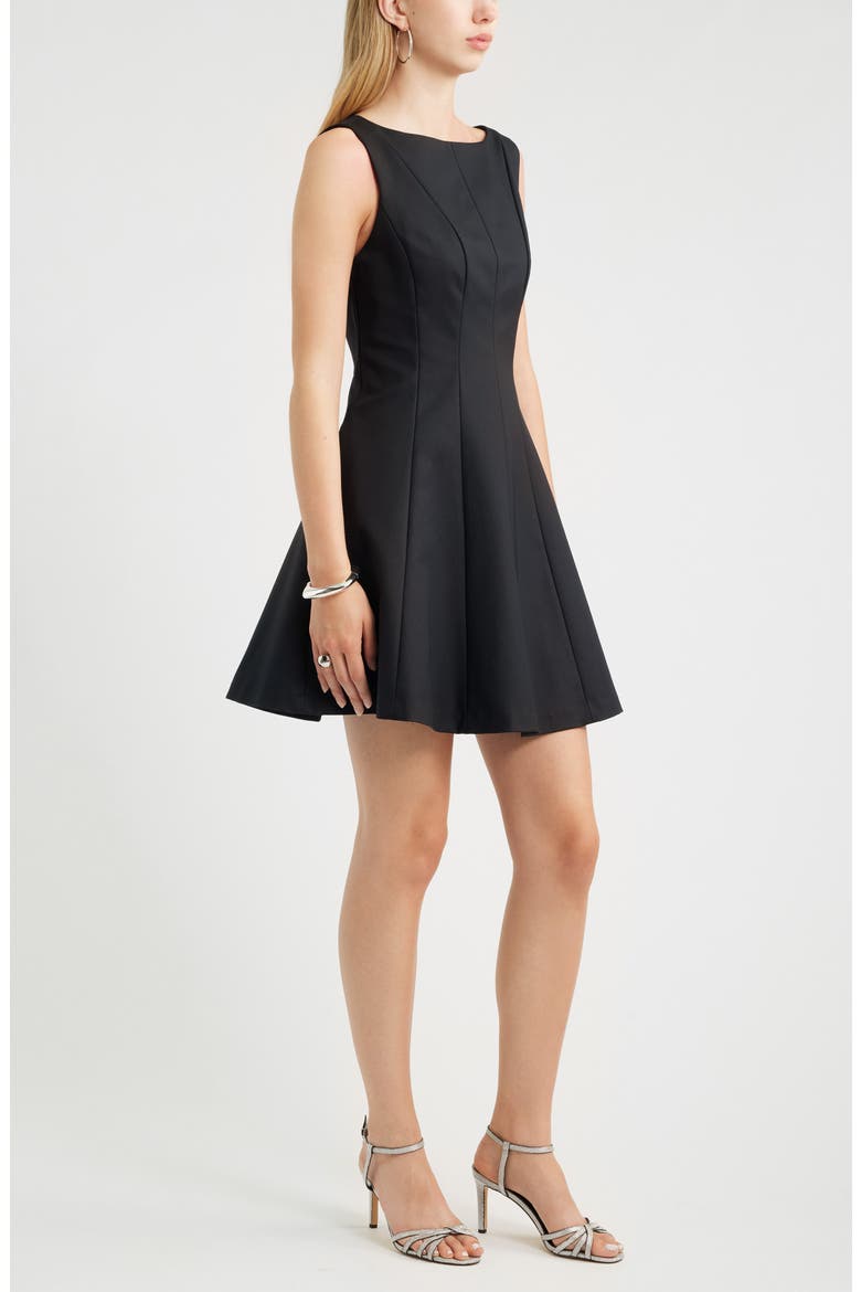 Seamed Fit & Flare Minidress, Alternate, color, BLACK