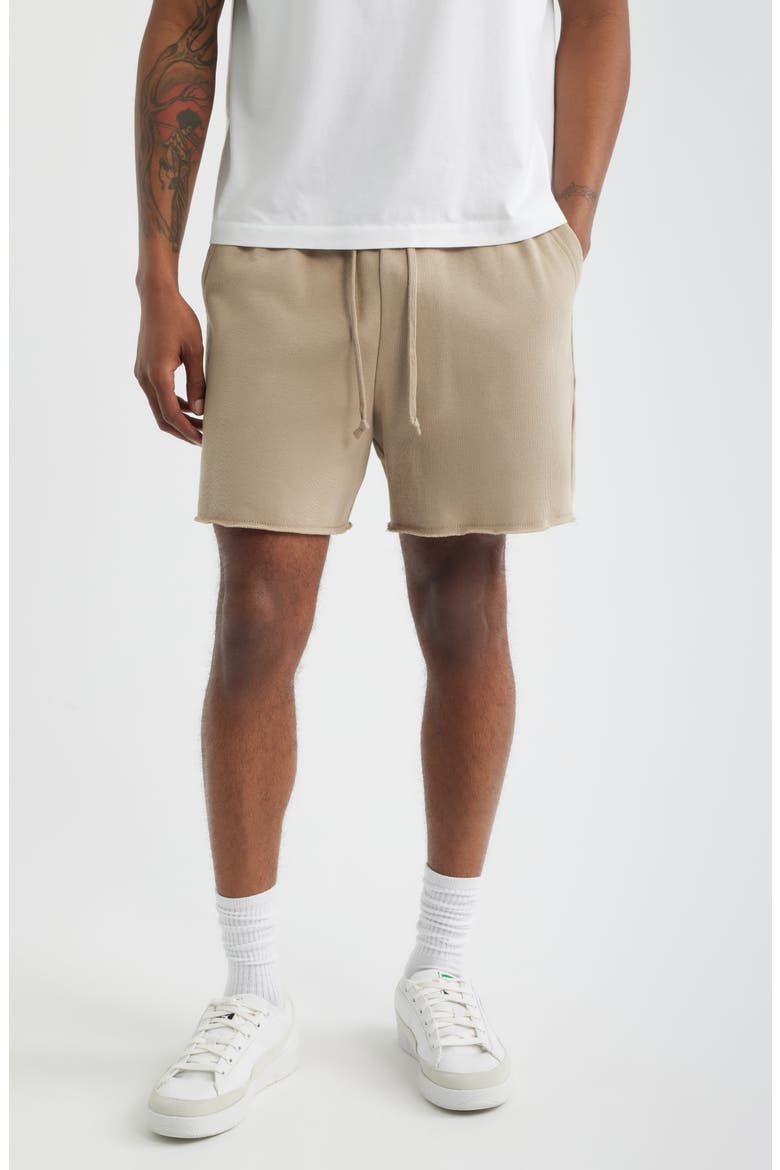 Frayed Terry Sweat Shorts, Main, color, TAN TEAK