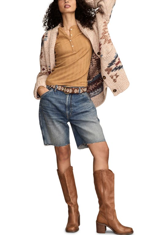 Lucky Brand Ribbed Henley In Brown