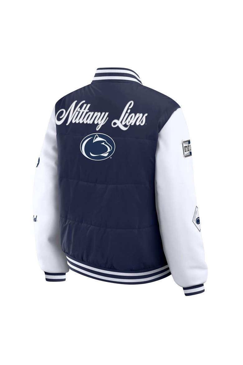 Women's WEAR by Erin Andrews  Navy Penn State Nittany Lions Varsity Puffer Jacket, Alternate, color, Navy