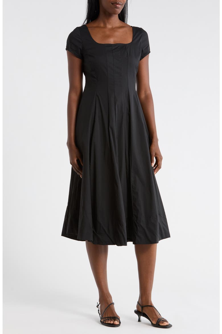 Poplin Cap Sleeve Dress, Main, color, BLACK