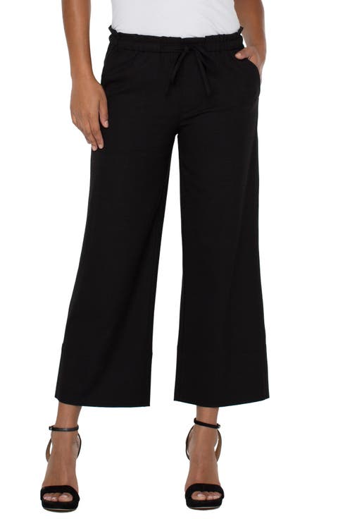 Tie Waist Ankle Wide Leg Pants