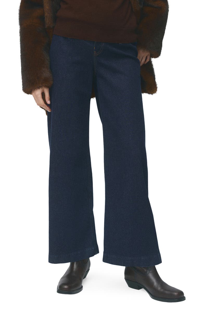 MANGO Over the Bump Wide Leg Maternity Jeans, Main, color, Open Blue