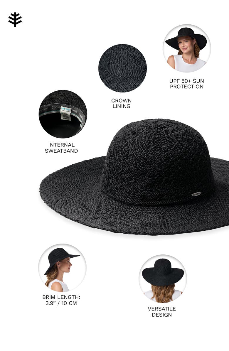 Coolibar Women's Packable Sun Hat - UPF 50+ Sun Protection - Perla, Alternate, color, Black