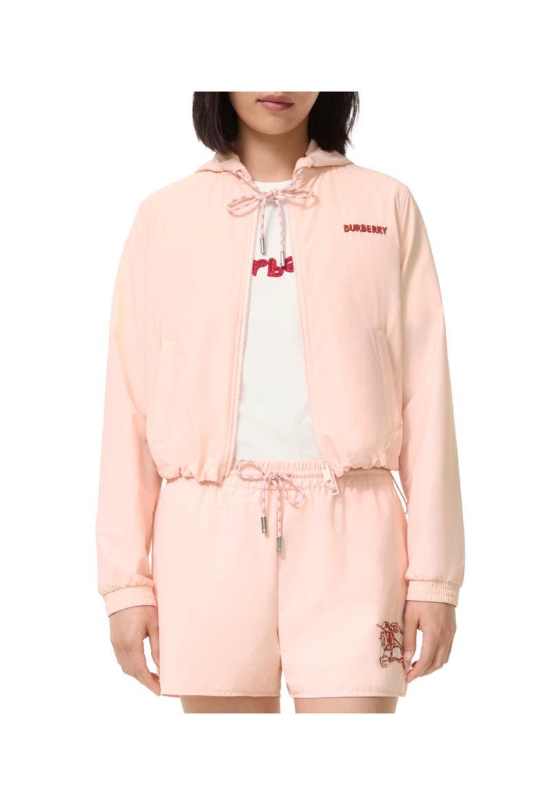 Heart Knight Stretch Nylon Hooded Jacket, Main, color, Compact pink