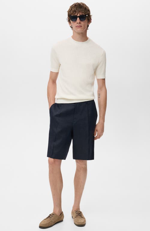 Mango Rib Knit T-shirt In White