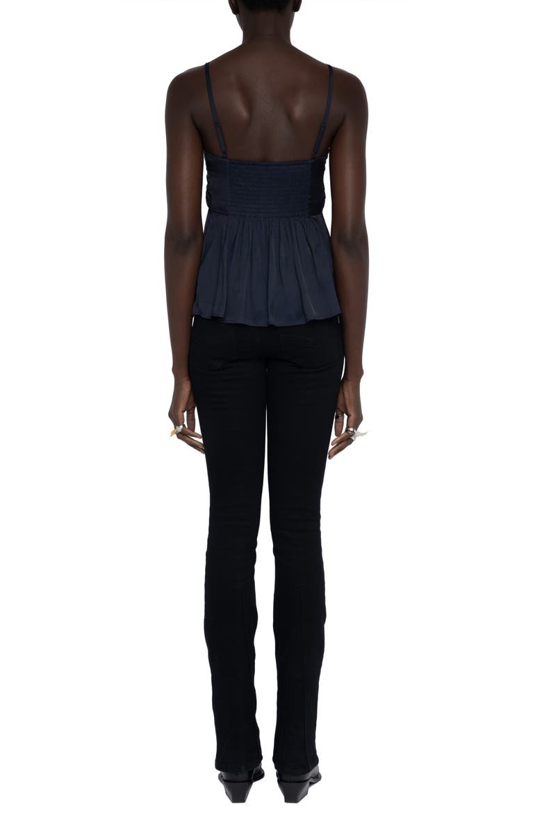 Cippie Pleated Satin Camisole, Alternate, color, ENCRE