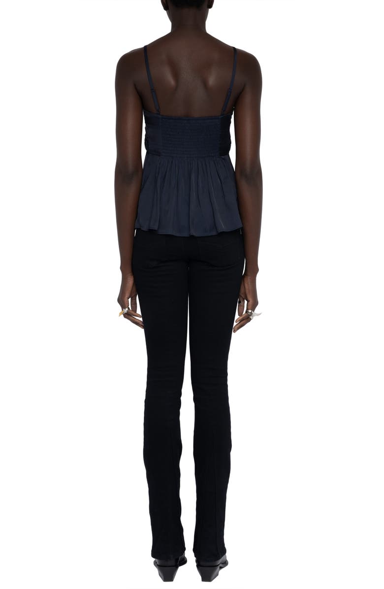 Zadig & Voltaire Cippie Pleated Satin Camisole, Alternate, color, Encre