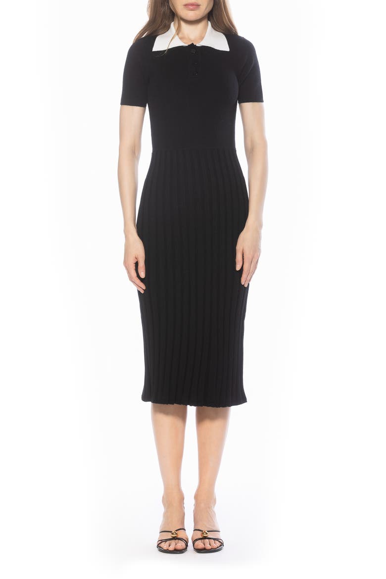Lanie Collared Knit Midi Dress, Main, color, BLACK