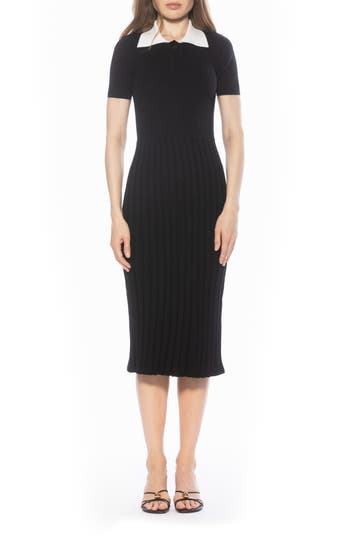 Alexia Admor Lanie Collared Knit Midi Dress In Black