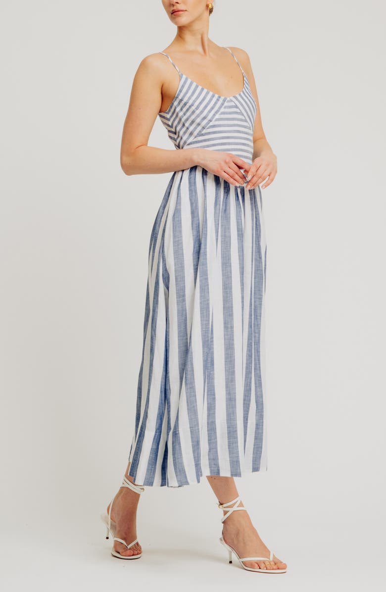 Torn by Ronny Kobo Melinda Stripe A-Line Dress, Alternate, color, Navy/ White