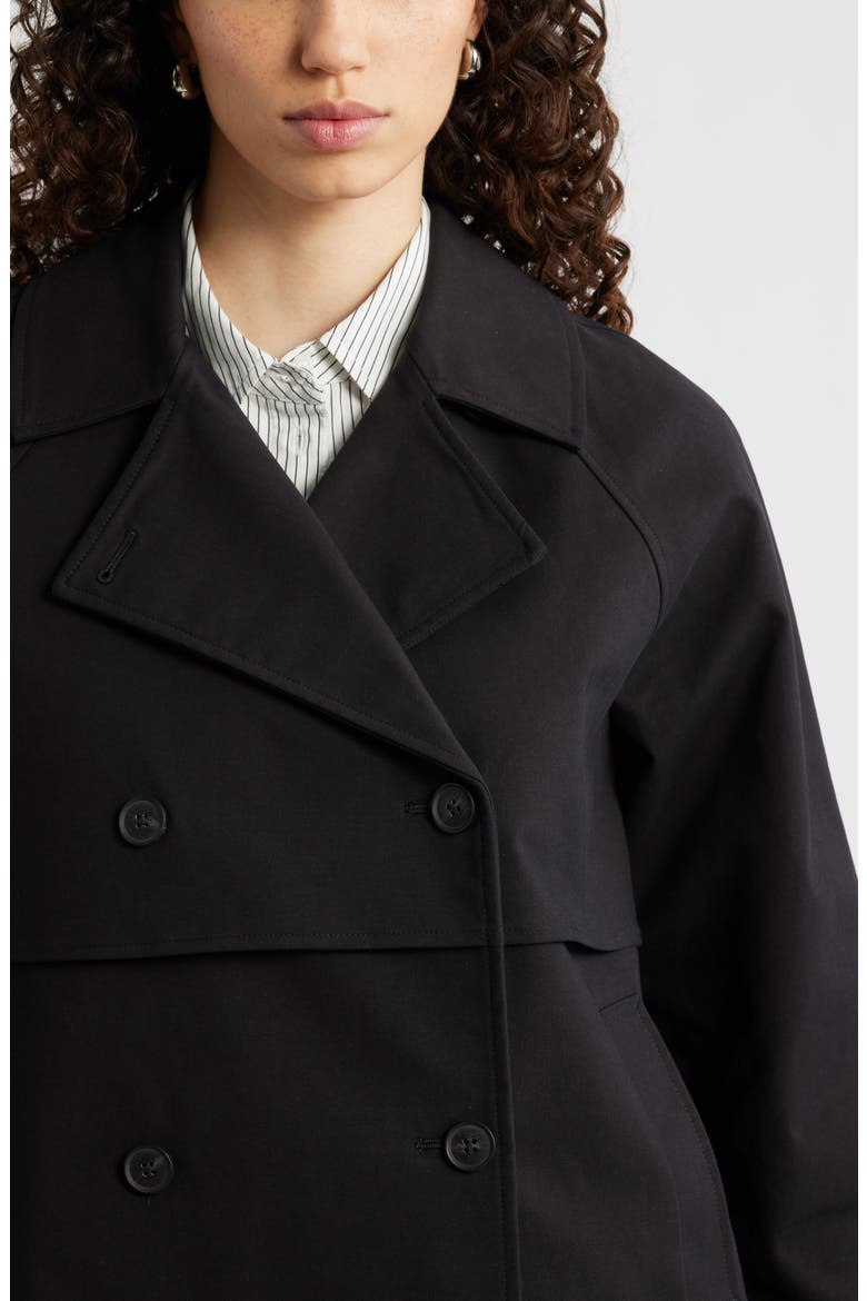 Stretch Cotton Trench Coat, Alternate, color, BLACK