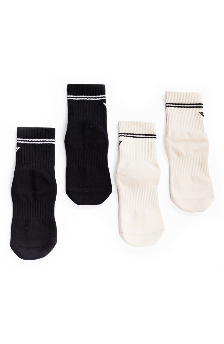 Arebesk Classic Assorted 2-Pack Grip Crew Socks, Alternate, color, Black- Butter