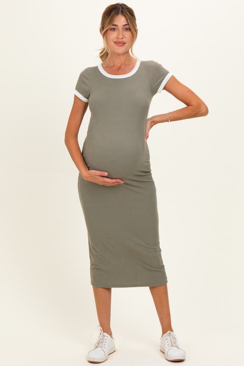 Colorblock Trim Midi Dress