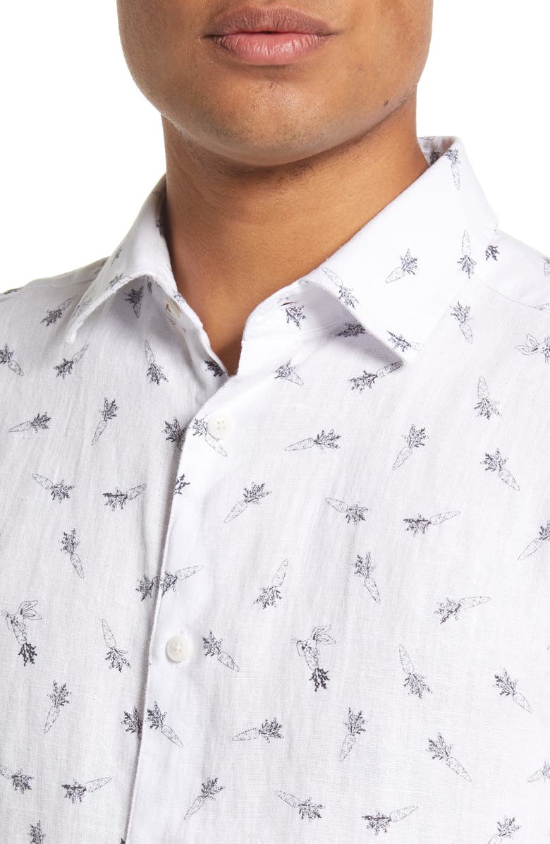 Ted Baker London Men's Loron Carrot Print Linen Button-Up Shirt, Alternate, color,